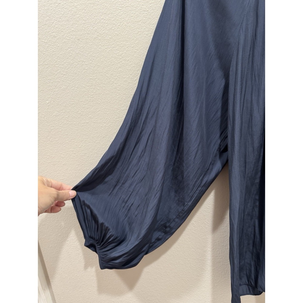 Ramy Brook Paris Poet Blouse Navy Blue Size Large Flowy - Picture 4 of 7